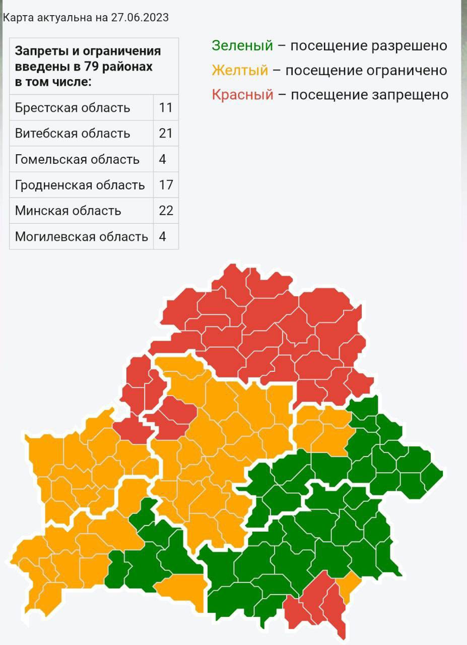 Интерактивная карта минлесхоза на посещение лесов