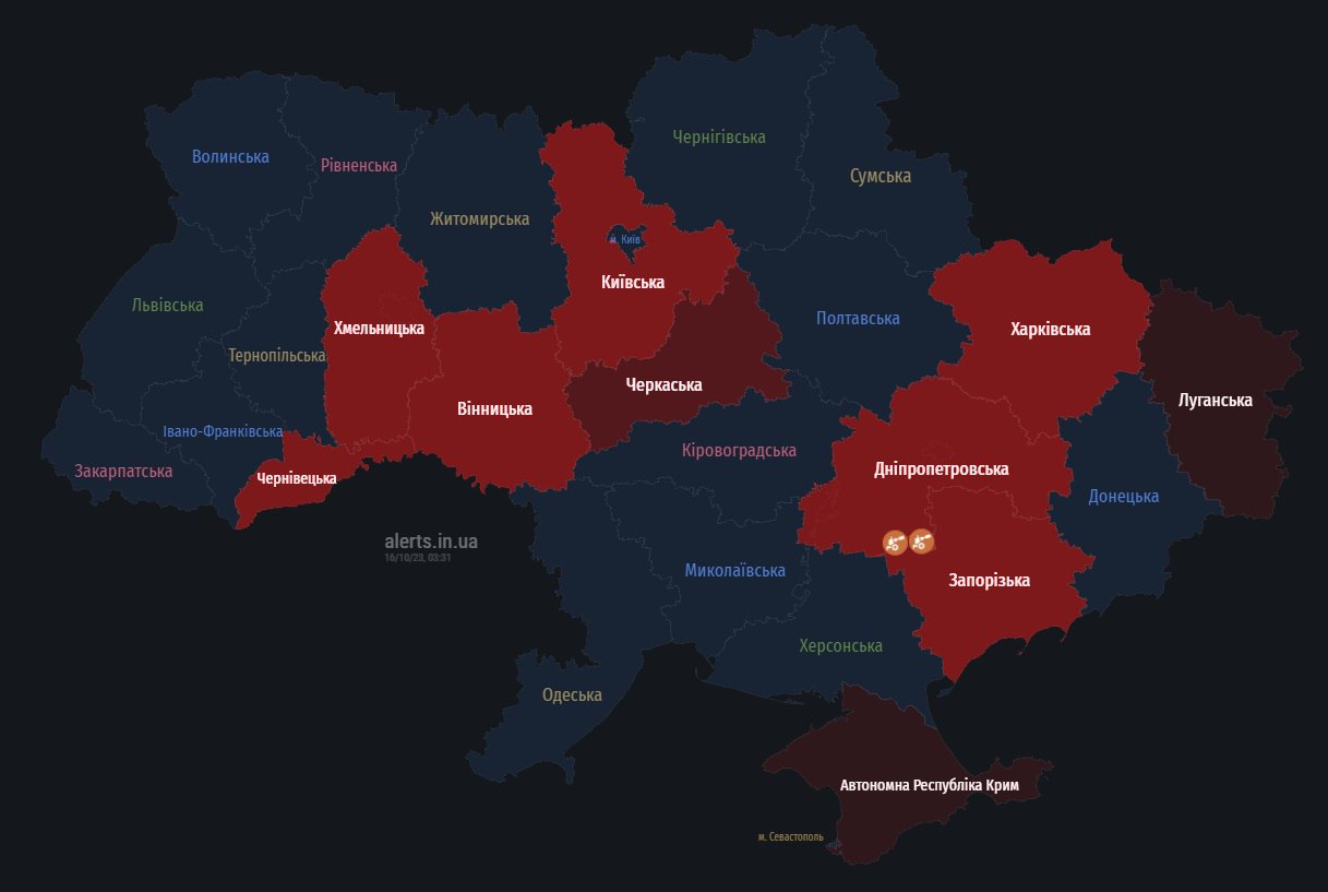 Карта повитряных тревог в украине