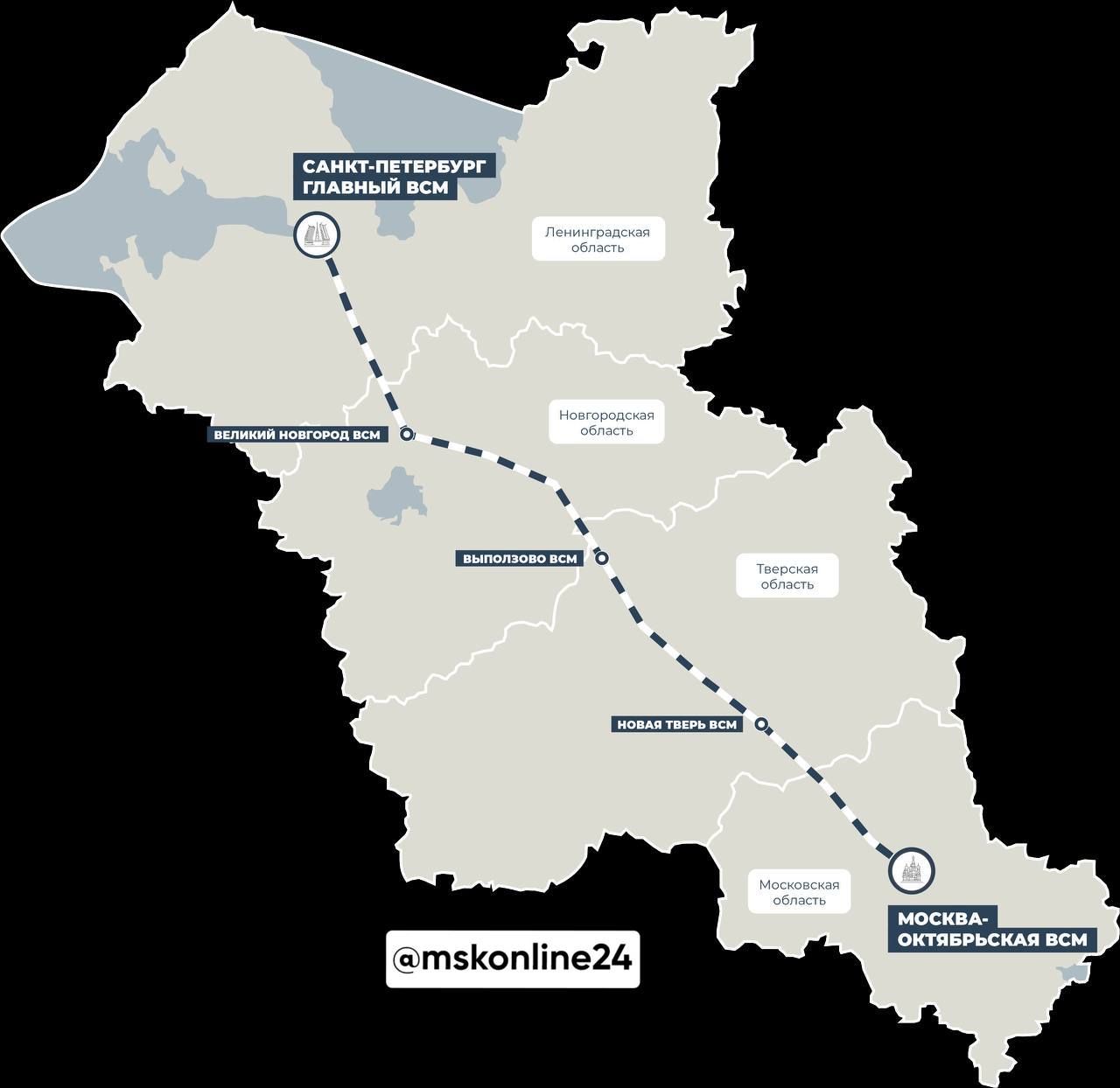 Где пройдет скоростная железная дорога москва питер. ВСМ ЖД магистраль Москва Санкт-Петербург. Высокоскоростной магистрали (ВСМ) Москва — Санкт‑Петербург. Высокоскоростная магистраль Москва Санкт-Петербург остановки. Схема высокоскоростной магистрали Москва Санкт Петербург.