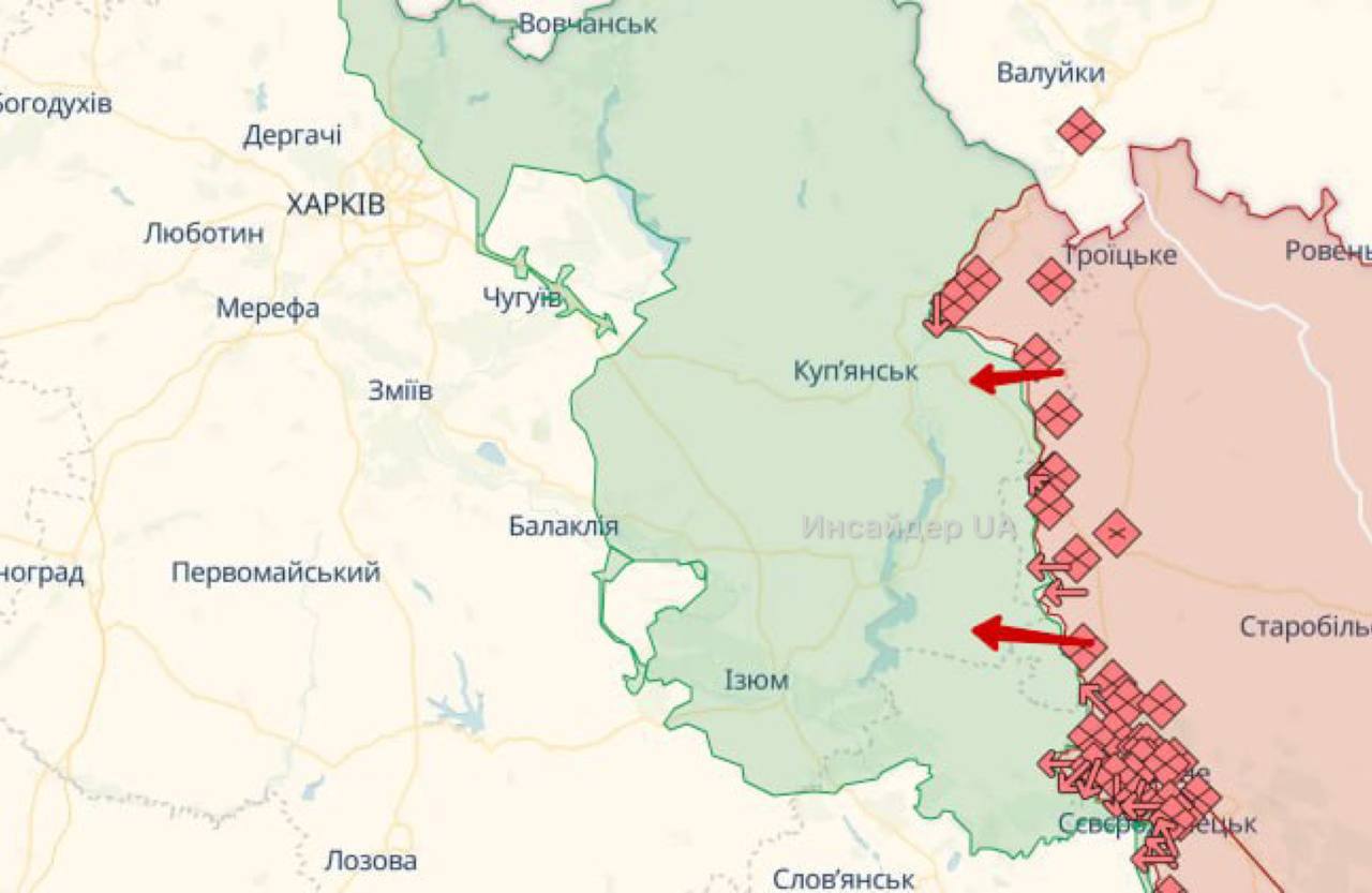 Карта харьковской и луганской обл