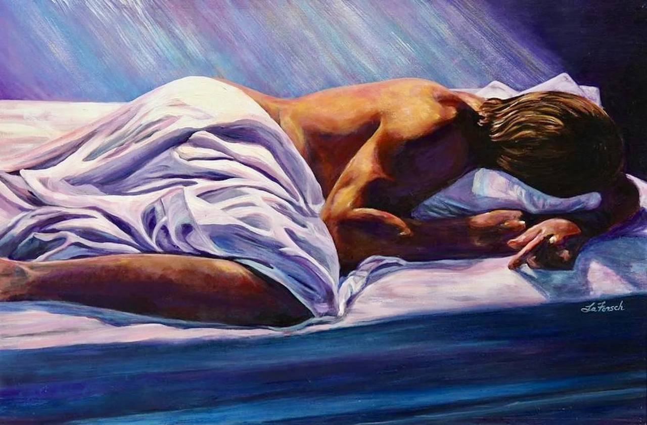 Спящий мужчина в живописи