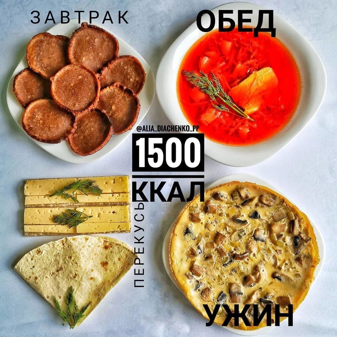 1500 калорий в день меню