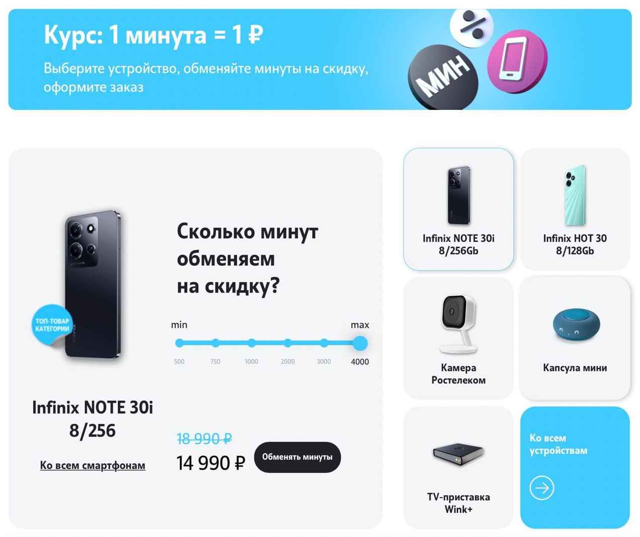 Обмен минут на смартфоны в теле2.